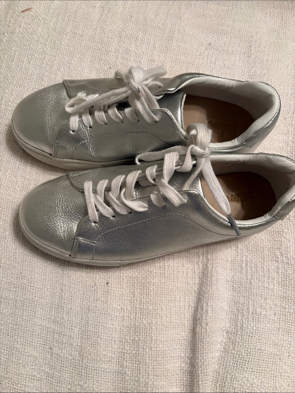 Boden Women’s Silver Metallic Leather Sneakers size 7